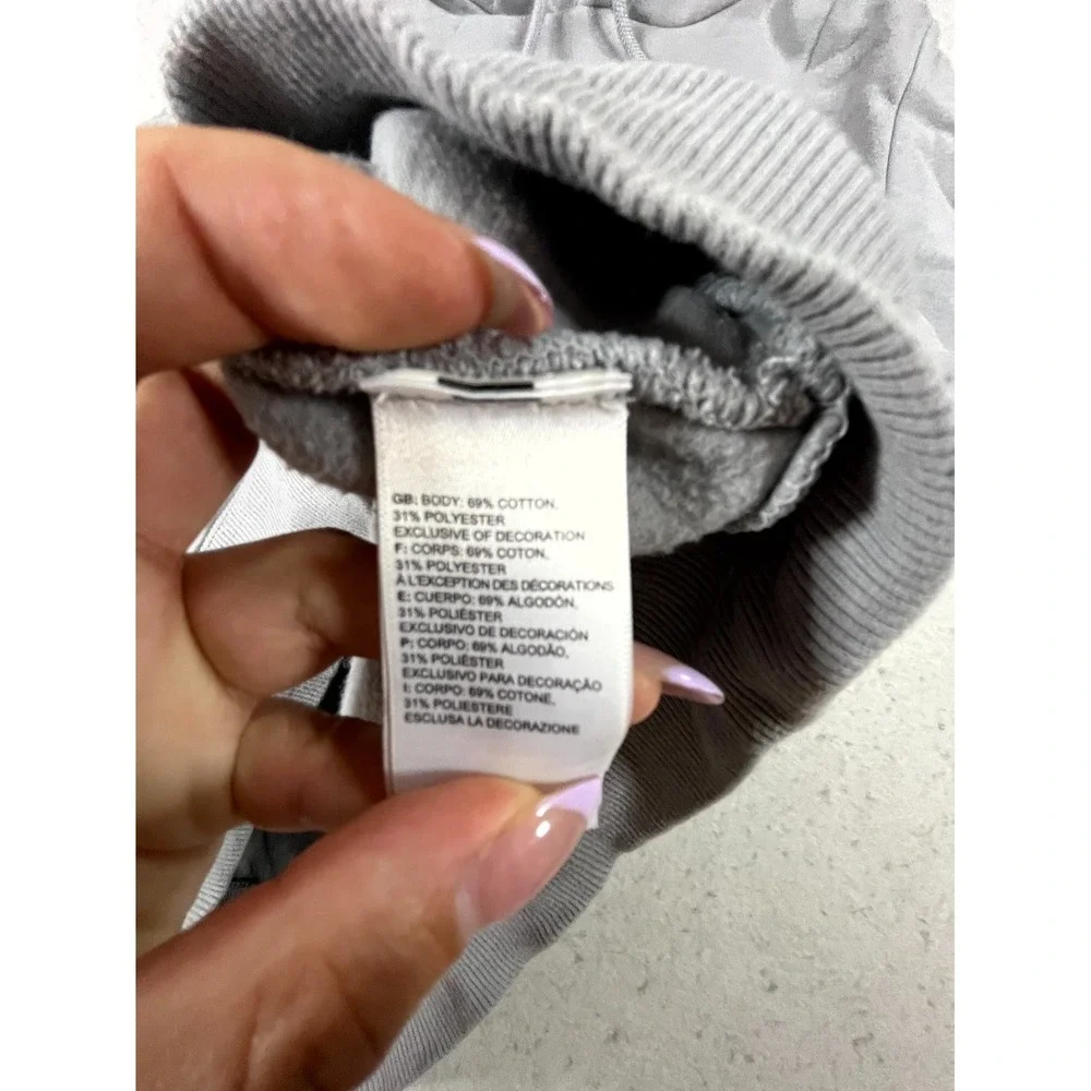 The North Face Hoodie Mens Small Gray Cotton Fleece Lined Drawstring Pullover‎